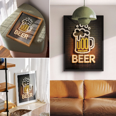 Dekoracyjny plakat ścienny Piwo neon