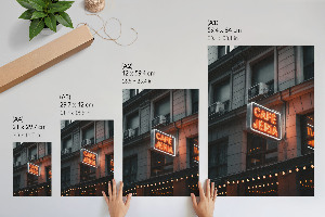 Grafika na ścianę Neonowa kawiarnia