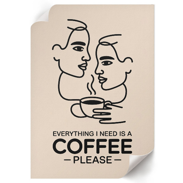 Grafika na ścianę Line art kawa