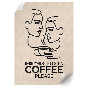 Grafika na ścianę Line art kawa