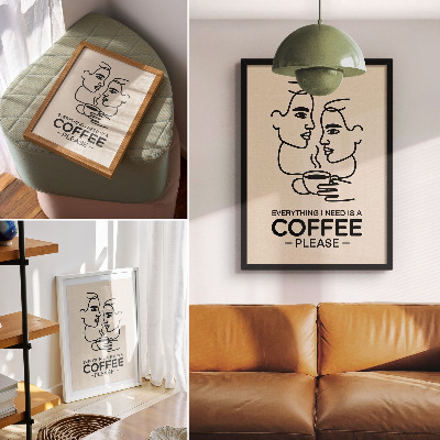 Grafika na ścianę Line art kawa