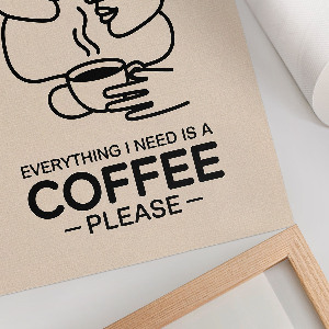 Grafika na ścianę Line art kawa