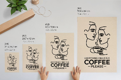 Grafika na ścianę Line art kawa