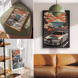 Grafika na ścianę Samochód i góry