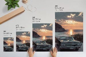 Plakat premium Zachód i samochód