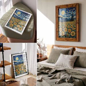 Grafika na ścianę Gwiazdy i słoneczniki