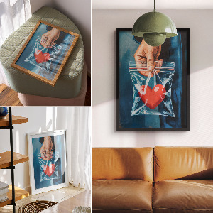 Wydruk na płótnie Serce w torebce