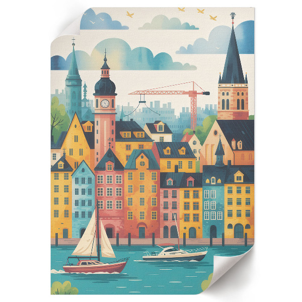 Dekoracyjny plakat ścienny Kolorowe miasteczko