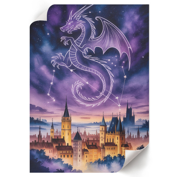 Dekoracyjny plakat ścienny Smok i zamek