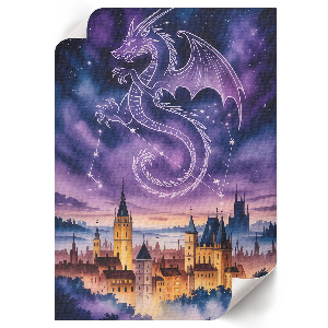 Dekoracyjny plakat ścienny Smok i zamek