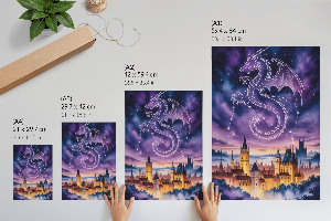 Dekoracyjny plakat ścienny Smok i zamek