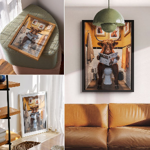 Plakat premium Bawół w toalecie