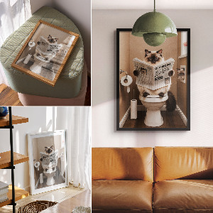 Grafika na ścianę Kot w toalecie