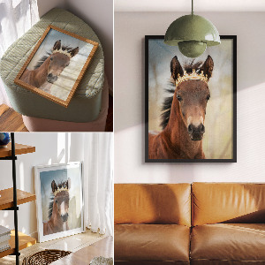 Dekoracyjny plakat ścienny Koń w koronie