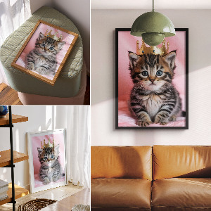 Grafika na ścianę Kot w koronie