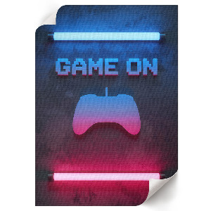 Grafika na ścianę „Game on” w stylu neonów