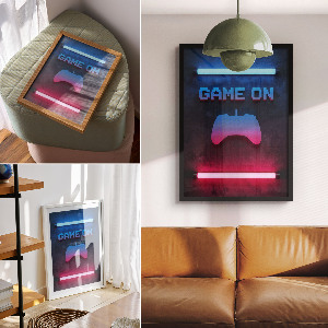 Grafika na ścianę „Game on” w stylu neonów