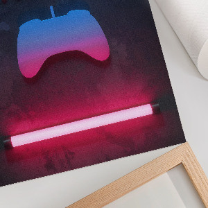 Grafika na ścianę „Game on” w stylu neonów