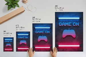 Grafika na ścianę „Game on” w stylu neonów