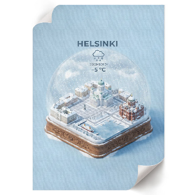 Dekoracyjny plakat ścienny Kula śniegowa Helsinki