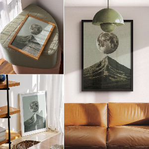 Grafika na ścianę Księżyc i góra