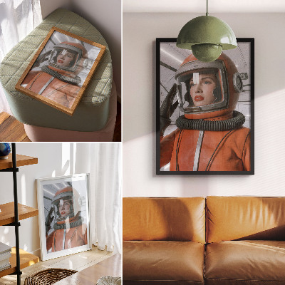 Plakat premium Kobieta w skafandrze
