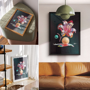 Grafika na ścianę Neonowa lilia