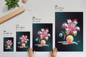 Grafika na ścianę Neonowa lilia