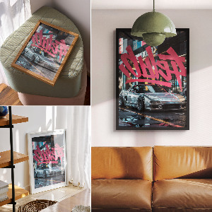 Dekoracyjny plakat ścienny Samochód graffiti