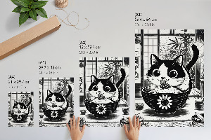 Grafika na ścianę Kot w misce