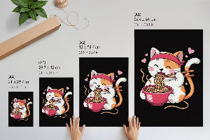 Plakat premium Kotek z makaronem