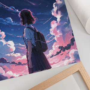 Grafika na ścianę z motywem kosmosu w stylu anime