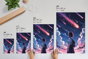 Grafika na ścianę z motywem kosmosu w stylu anime