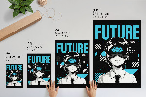 Grafika na ścianę przedstawiająca futurystyczny motyw