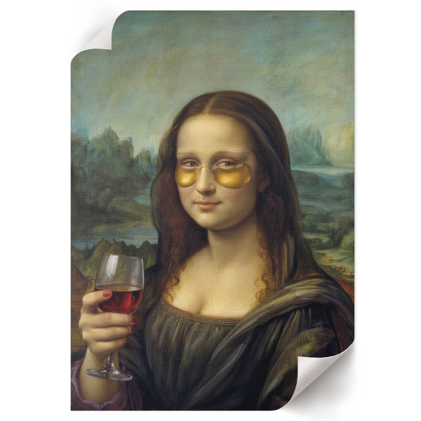 Wydruk na płótnie Mona Lisa z winem