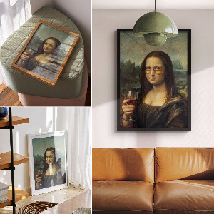 Wydruk na płótnie Mona Lisa z winem