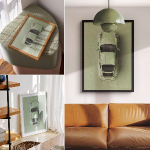 Grafika na ścianę Zielony samochód