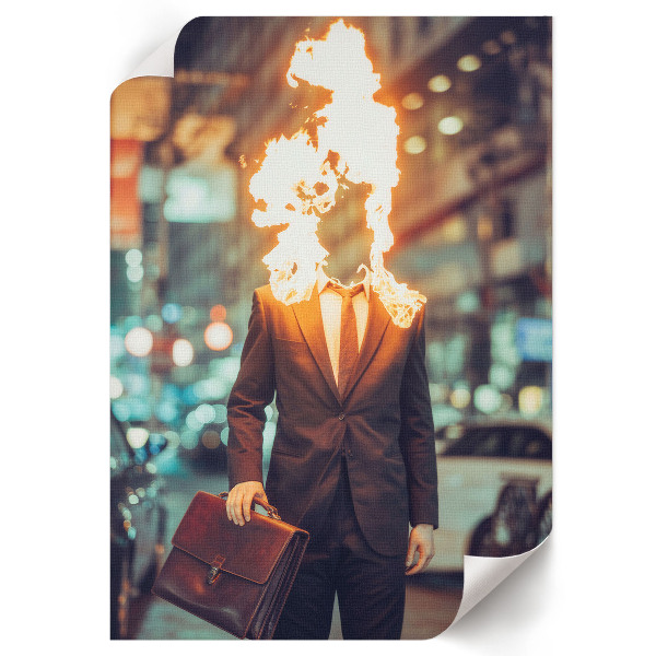 Wydruk na płótnie Płonący człowiek