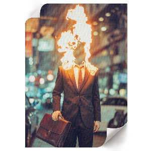 Wydruk na płótnie Płonący człowiek