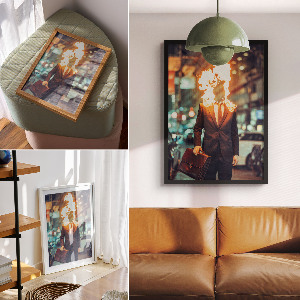 Wydruk na płótnie Płonący człowiek