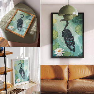 Grafika na ścianę Kotek w wodzie