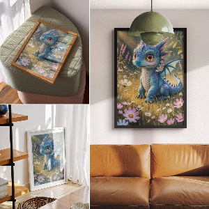 Wydruk na płótnie Niebieski smok