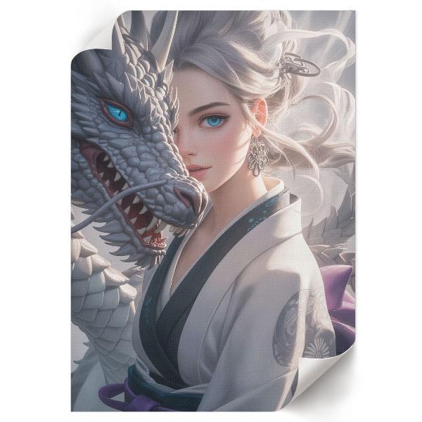 Wydruk na płótnie Kobieta i smok