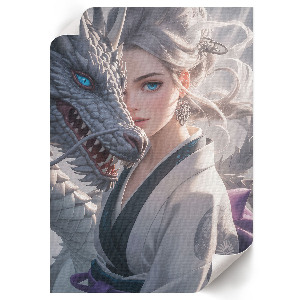 Wydruk na płótnie Kobieta i smok