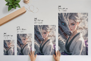 Wydruk na płótnie Kobieta i smok