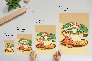 Dekoracyjny plakat ścienny Żaba w filiżance