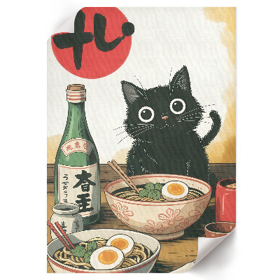 Wydruk na płótnie Kotek i ramen