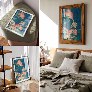 Wydruk na płótnie Piwonie i kanarek