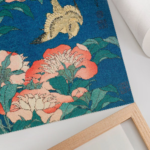 Wydruk na płótnie Piwonie i kanarek