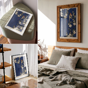 Dekoracyjny plakat ścienny Rudzik na gałęzi